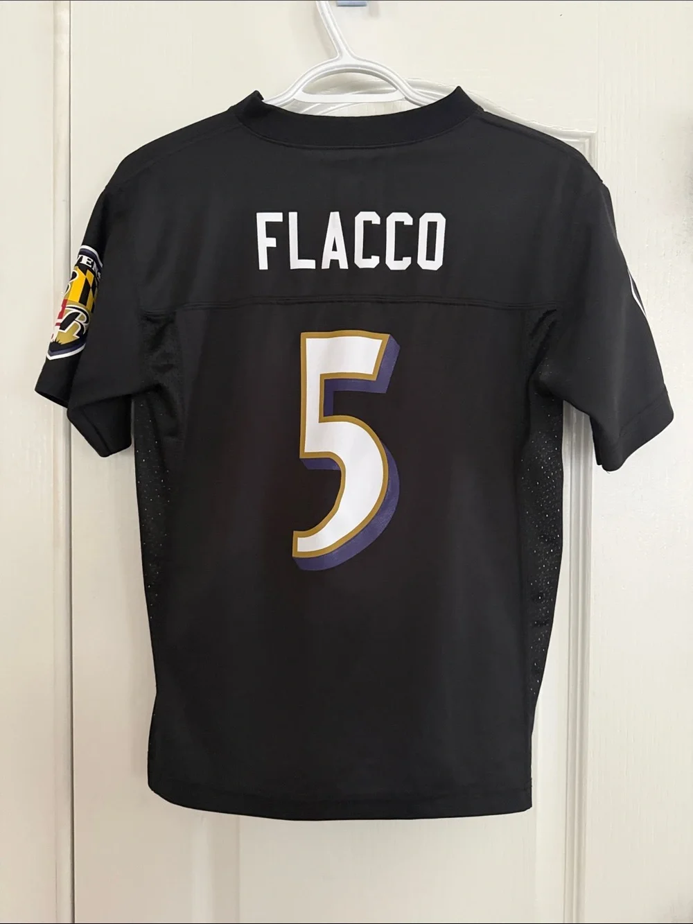 NFL Baltimore Ravens Black and Purple #5 Joe Flacco Kids Jersey